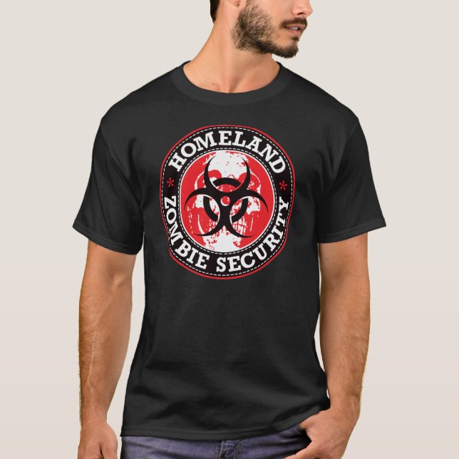 Homeland Zombie Security Skull - Red T-Shirt (Front)