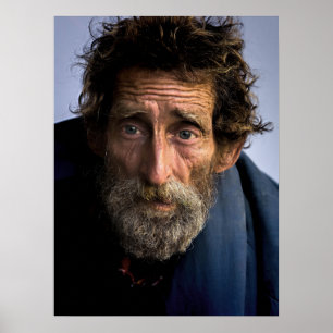 Homeless and Helpless Bearded Man Poster