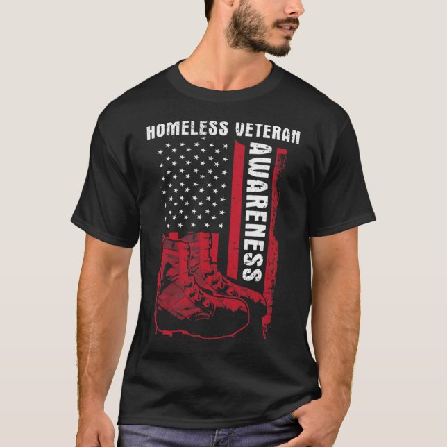 Homeless Veterans Homeless Veteran Awareness Milit T-Shirt (Front)