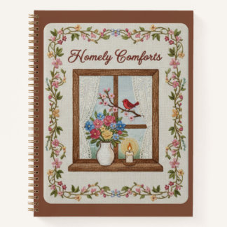 Homely Comforts Embroidered Window & Floral  Notebook