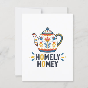 Homely homey cosy teapot design   postcard