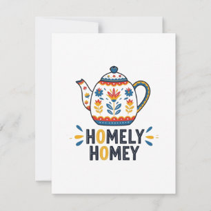 Homely homey cosy teapot design   RSVP card