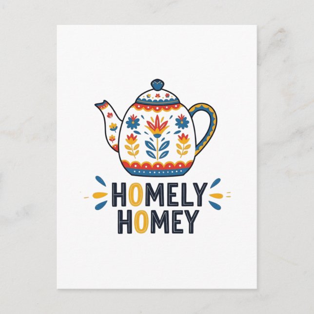 Homely homey cozy teapot design   postcard (Front)