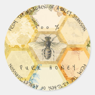 Homemade 100 % Honey From The Kitchen Bee Classic Round Sticker