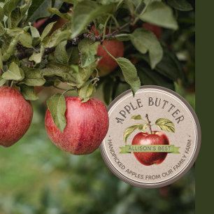 HOMEMADE APPLE BUTTER Grunge Font Kraft and Brown Classic Round Sticker