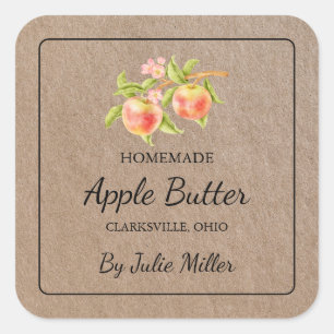 Homemade Apple Butter Square Kraft Paper Label