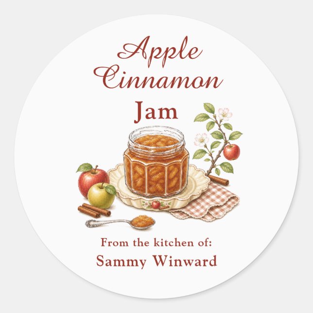 Homemade Apple Cinnamon Jam Gift Label (Front)