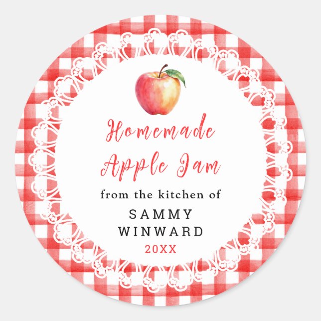 Homemade Apple Jam Jar Label (Front)