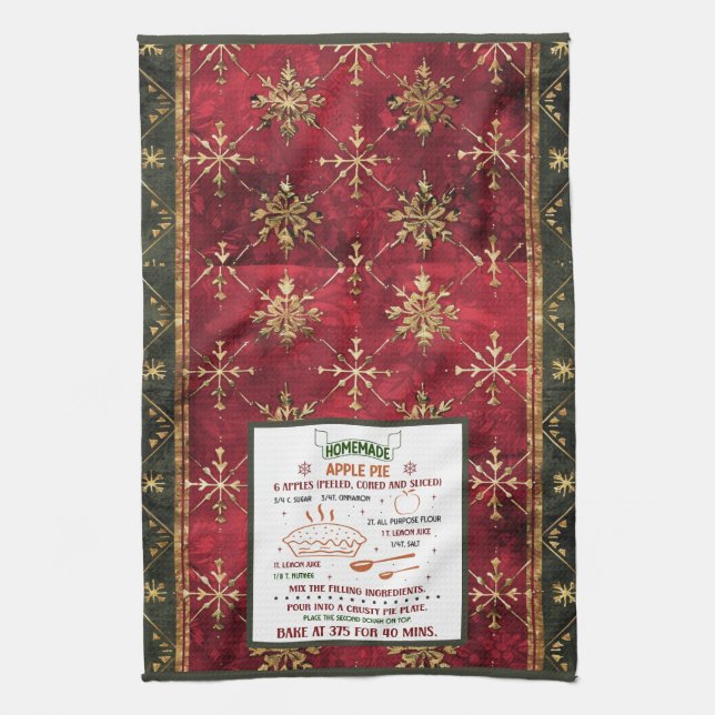 Homemade Apple Pie Recipe Kitchen Towels (Vertical)