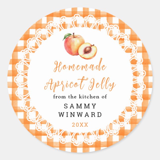 Homemade Apricot Jelly Jar Label (Front)