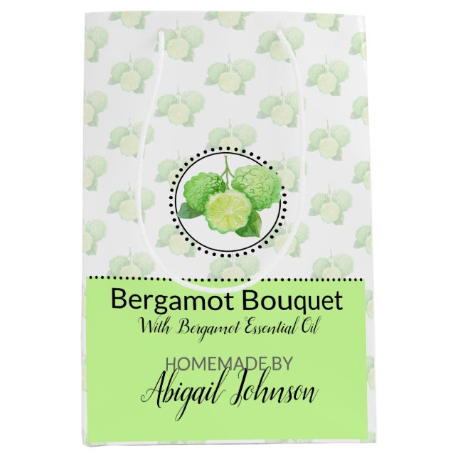 Homemade Artisan Bath & Body Packaging | Bergamot Medium Gift Bag (Front)