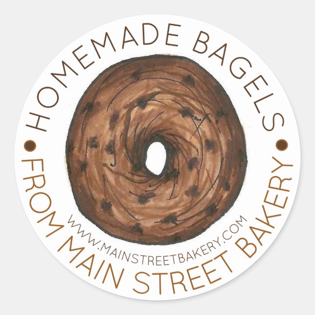Homemade Bagels Bakery Baked Made with Love By Classic Round Sticker (Front)