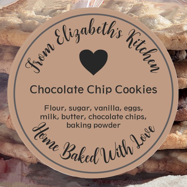 Homemade Baked Goods Ingredients Kraft Paper Brown Classic Round Sticker (Creator Uploaded)