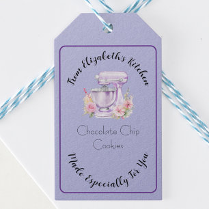 Homemade Baked Goods Purple Floral Mixer Gift Tags