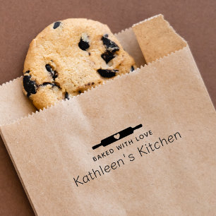 Homemade Baked With Love Rolling Pin Rubber Stamp