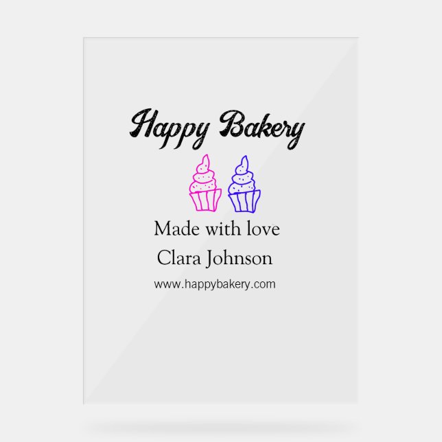 Homemade bakery add your text name custom  acrylic sign (Front)