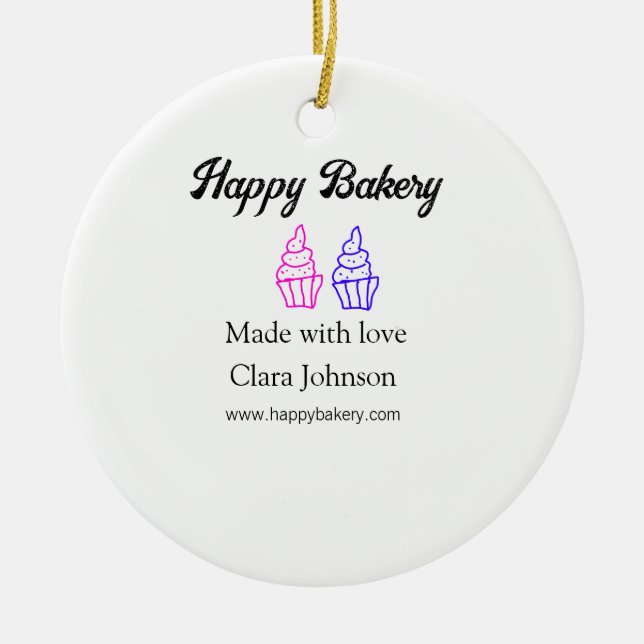 Homemade bakery add your text name custom  ceramic tree decoration (Front)