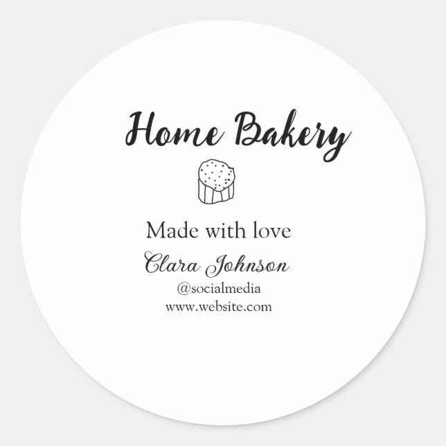 Homemade bakery add your text name custom  classic round sticker (Front)