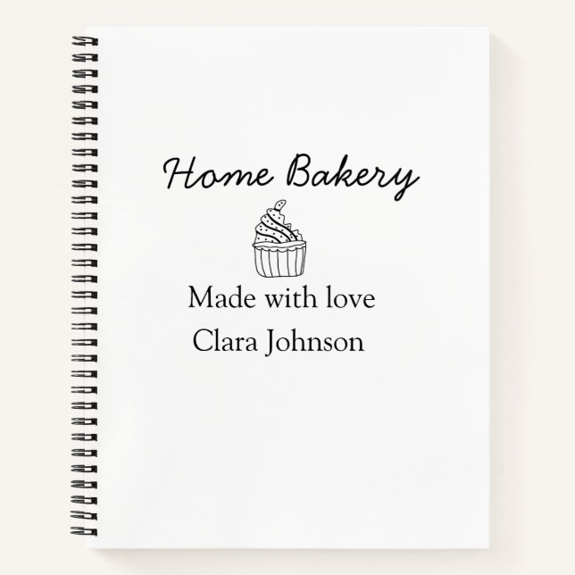 Homemade bakery add your text name custom  notebook (Front)