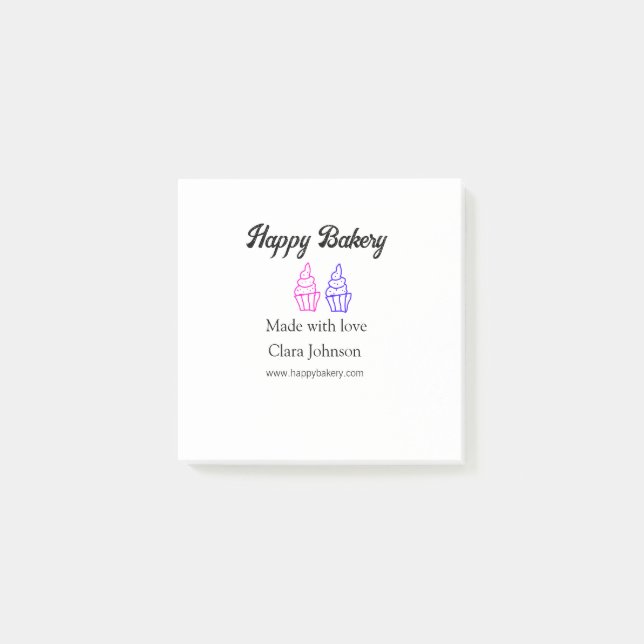 Homemade bakery add your text name custom  post-it notes (Front)