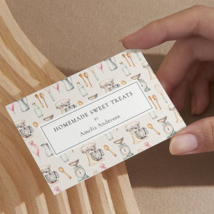 Homemade Bakery Cake Pink Pastel Kitchen Utensils Business Card