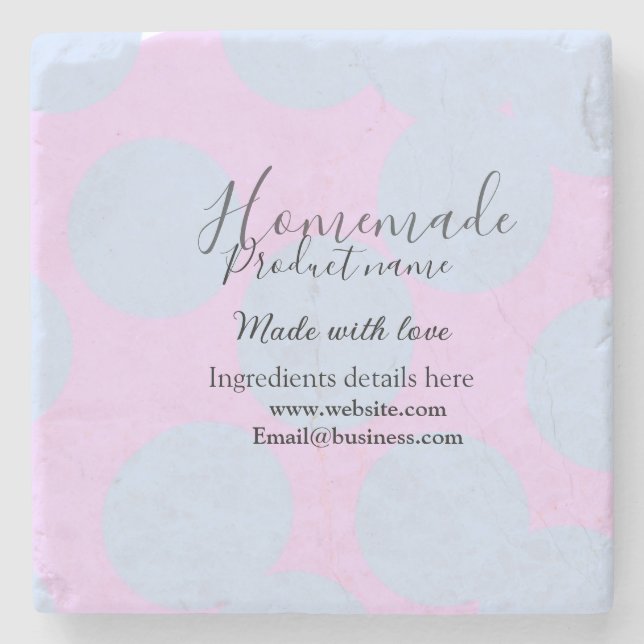 Homemade bakery made with love add text website stone coaster (Front)