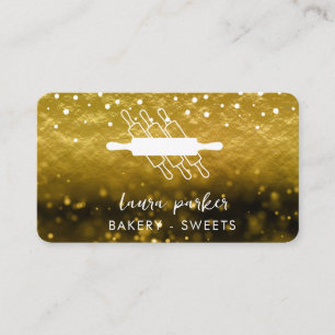 Homemade Bakery Rolling Pin White Gold Vintage Business Card