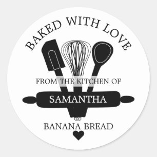 Homemade Banana Bread Baked With love Classic Round Sticker