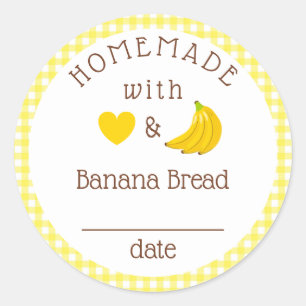 Homemade Banana Bread Gingham Classic Round Sticker