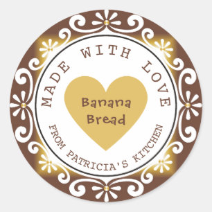 Homemade Banana Bread Made With Love Classic Round Sticker