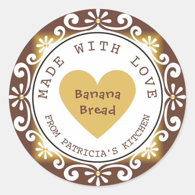 Homemade Banana Bread Made With Love Classic Round Sticker (Front)