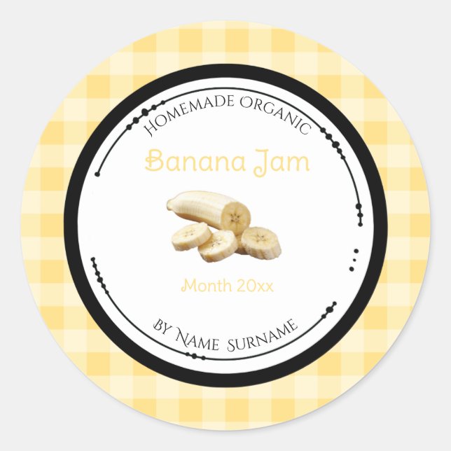 Homemade Banana Jam Label Sticker (Front)