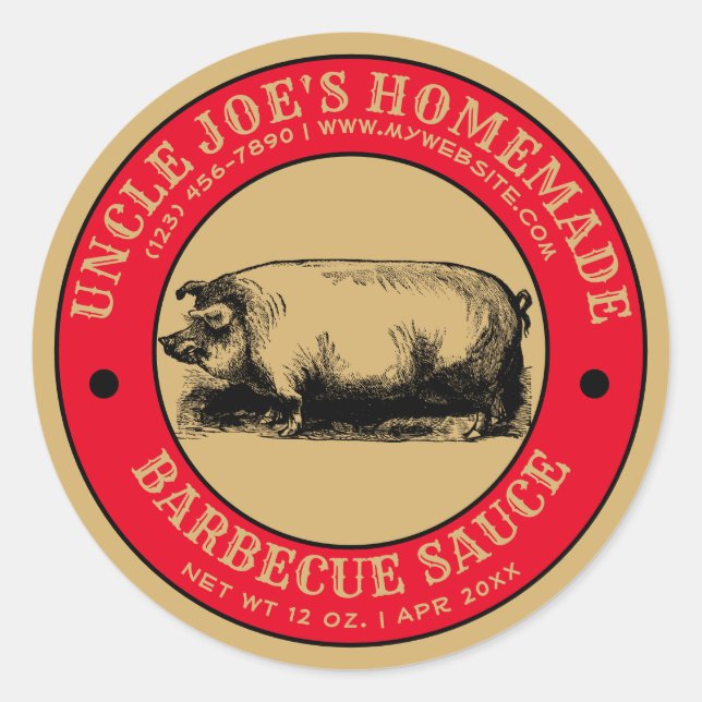 Homemade Barbecue Sauce Vintage Label Template (Front)