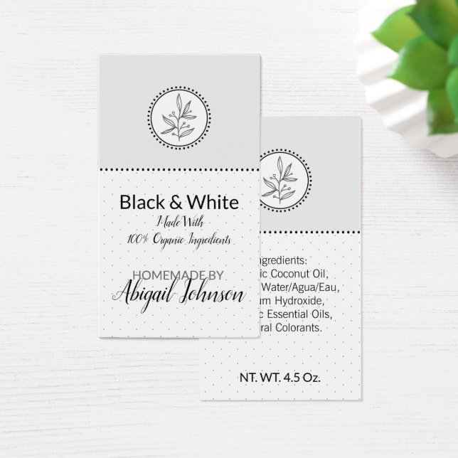 Homemade Bath & Body Label Black & White Gift Tag (Desk)