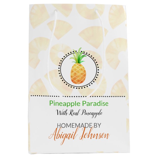 Homemade Bath & Body Packaging | Pineapple Medium Gift Bag (Front)