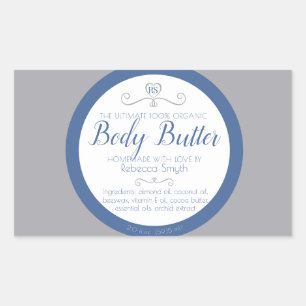 Homemade beauty ingredients silver grey blue label