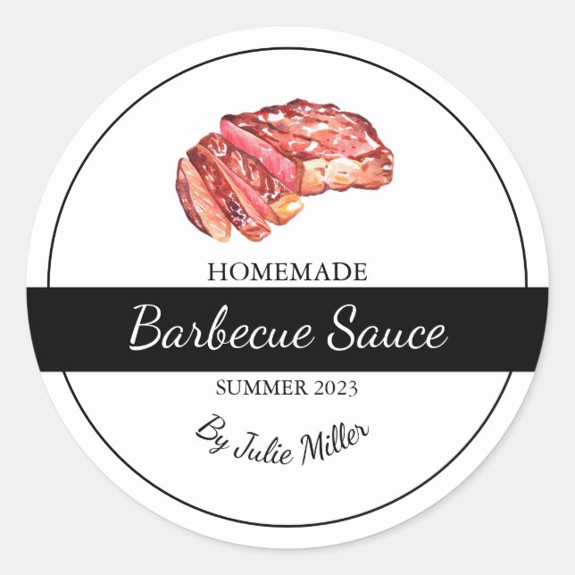 Homemade Beef Barbecue Sauce BBQ Label (Front)