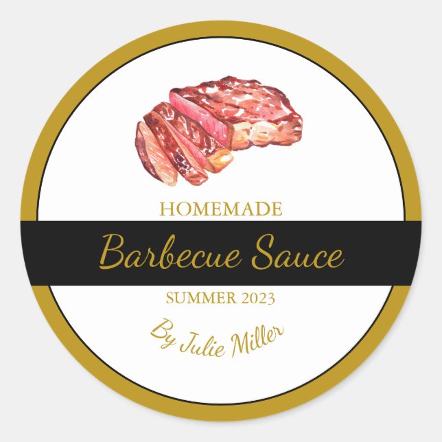 Homemade Beef Barbecue Sauce BBQ Label (Front)