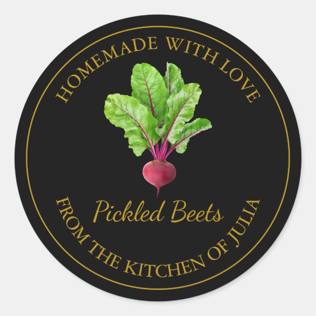 Homemade Beet Root Pickle Label | Black (Front)