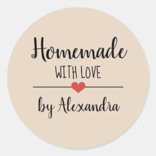 Homemade beige script  classic round sticker