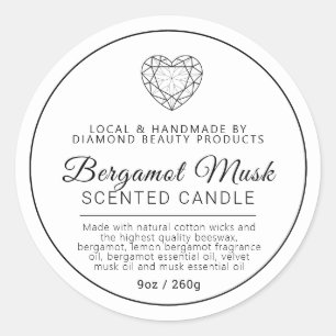 Homemade Bergamot Musk diamond candle ingredients Classic Round Sticker