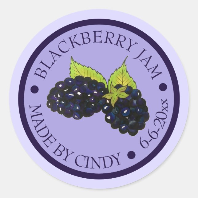 Homemade Blackberry Jam Jelly Preserves Canned By Classic Round Sticker (Front)