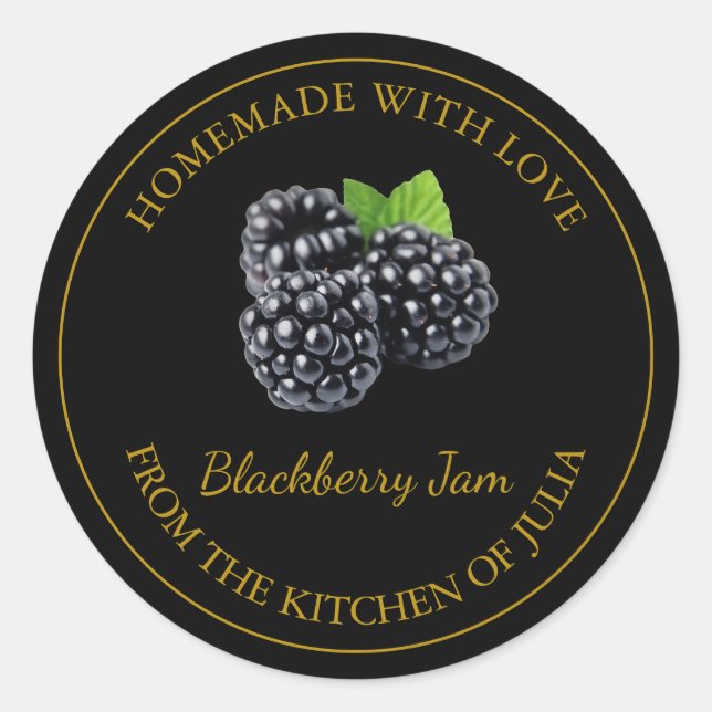Homemade Blackberry Jam Label | Black (Front)
