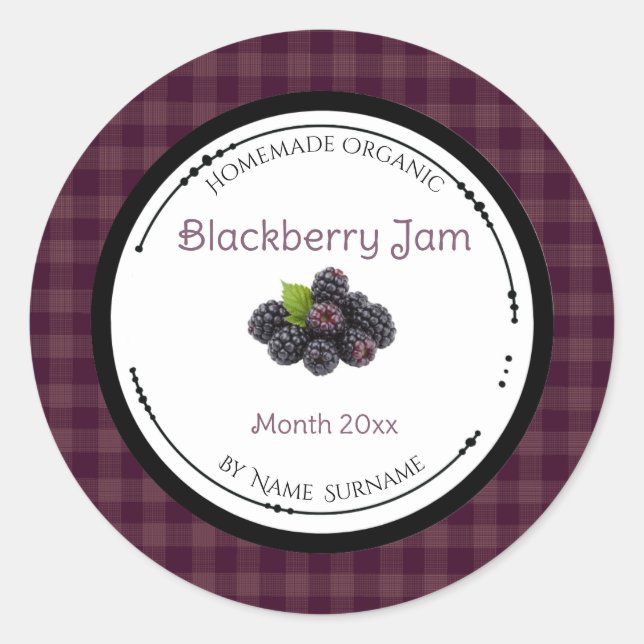 Homemade Blackberry Jam Label Sticker (Front)