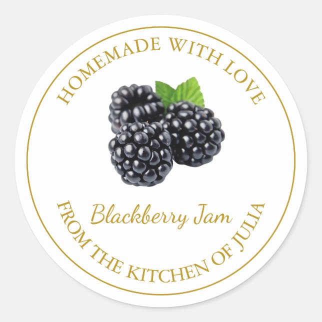 Homemade Blackberry Jam Label | White (Front)
