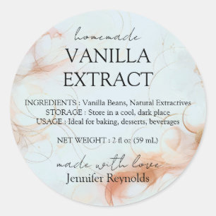 Homemade blue Vanilla Extract and Instructions Classic Round Sticker