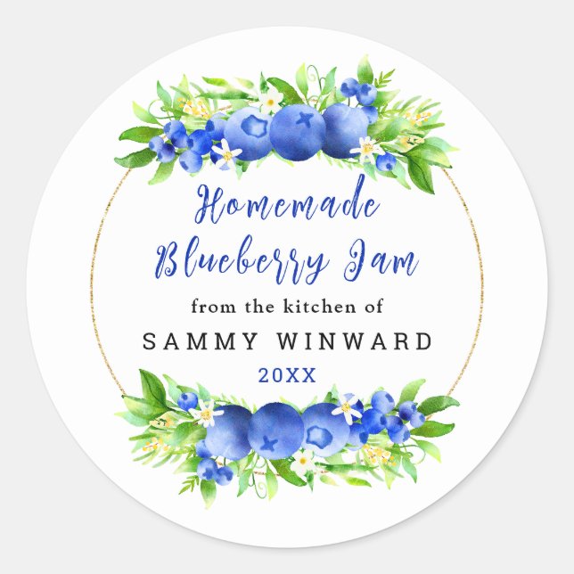 Homemade Blueberry Jam Canning Label (Front)