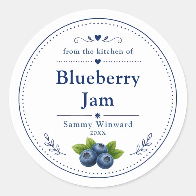 Homemade Blueberry Jam Label (Front)