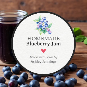Homemade Blueberry Jam Label   Custom Sticker