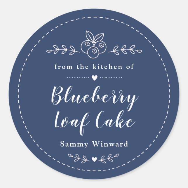 Homemade Blueberry Loaf Cake Label (Front)